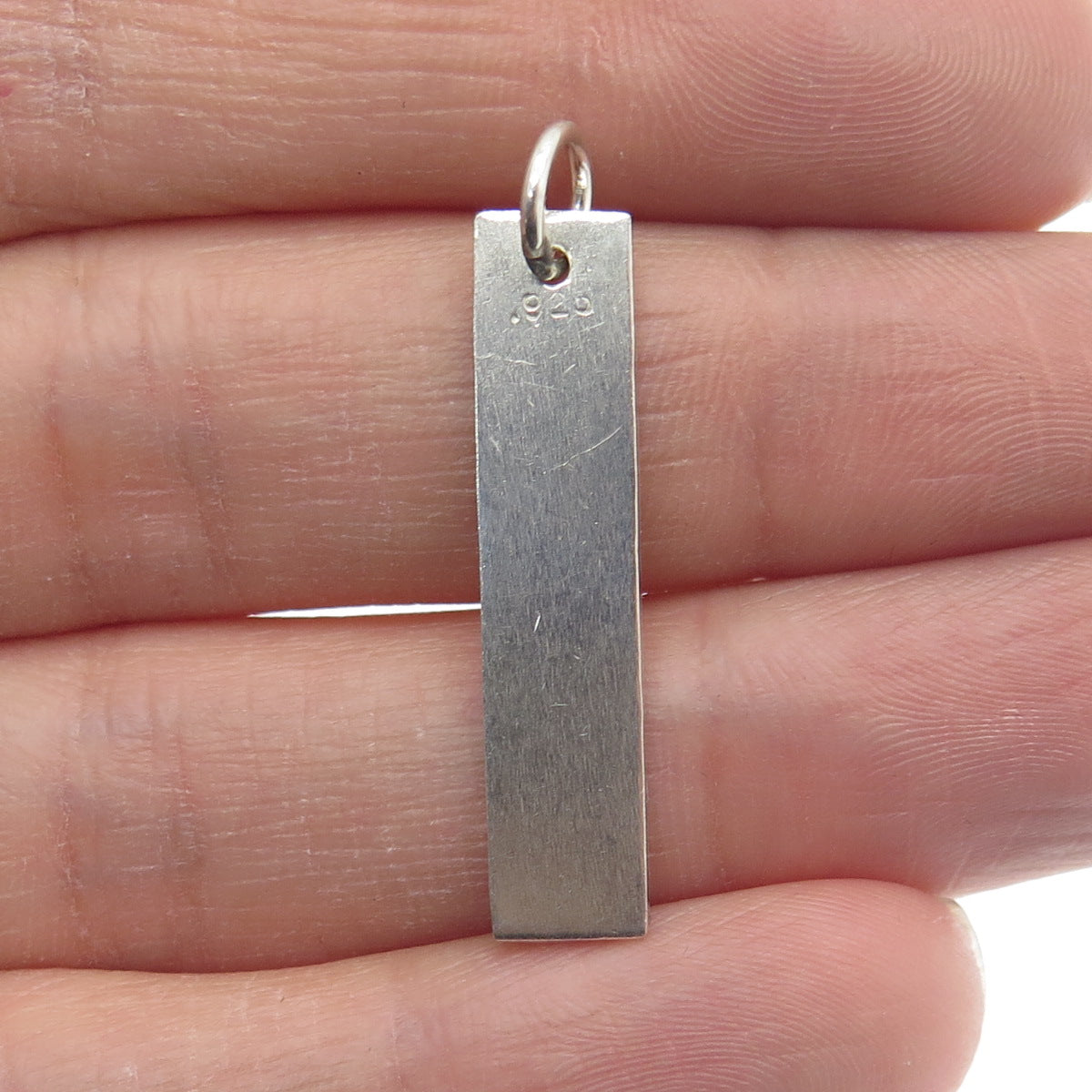 925 Sterling Silver Vintage "Mitchell" Hammered Bar Pendant