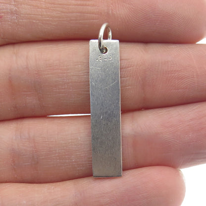 925 Sterling Silver Vintage "Mitchell" Hammered Bar Pendant