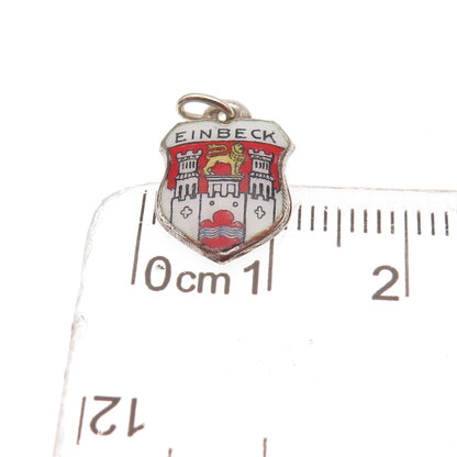 Fritz Reu & Co. 800 Silver Vintage Enamel Einbeck Mini Charm Pendant