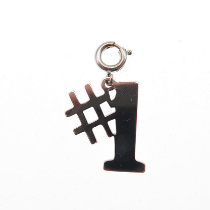 Griffith & Sons 925 Sterling Silver Vintage Number 1 Spring Ring Charm Pendant