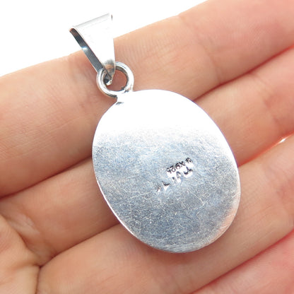 925 Sterling Silver Vintage Mexico Real Tyrone Turquoise Charm Pendant