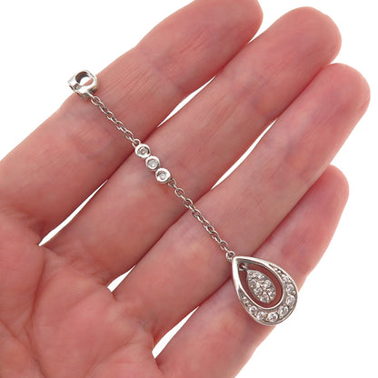 925 Sterling Silver Vintage C Z Drop Chain Dangle Charm Pendant