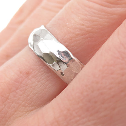 925 Sterling Silver Vintage Wedding Hammered Band Ring Size 11