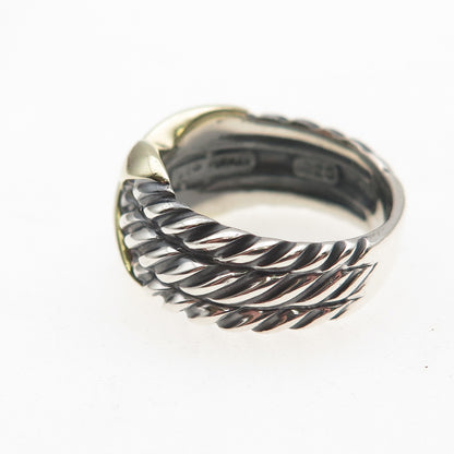 David Yurman 925 Sterling Silver 14K Gold Vintage X-Shape Ring Size 6.25