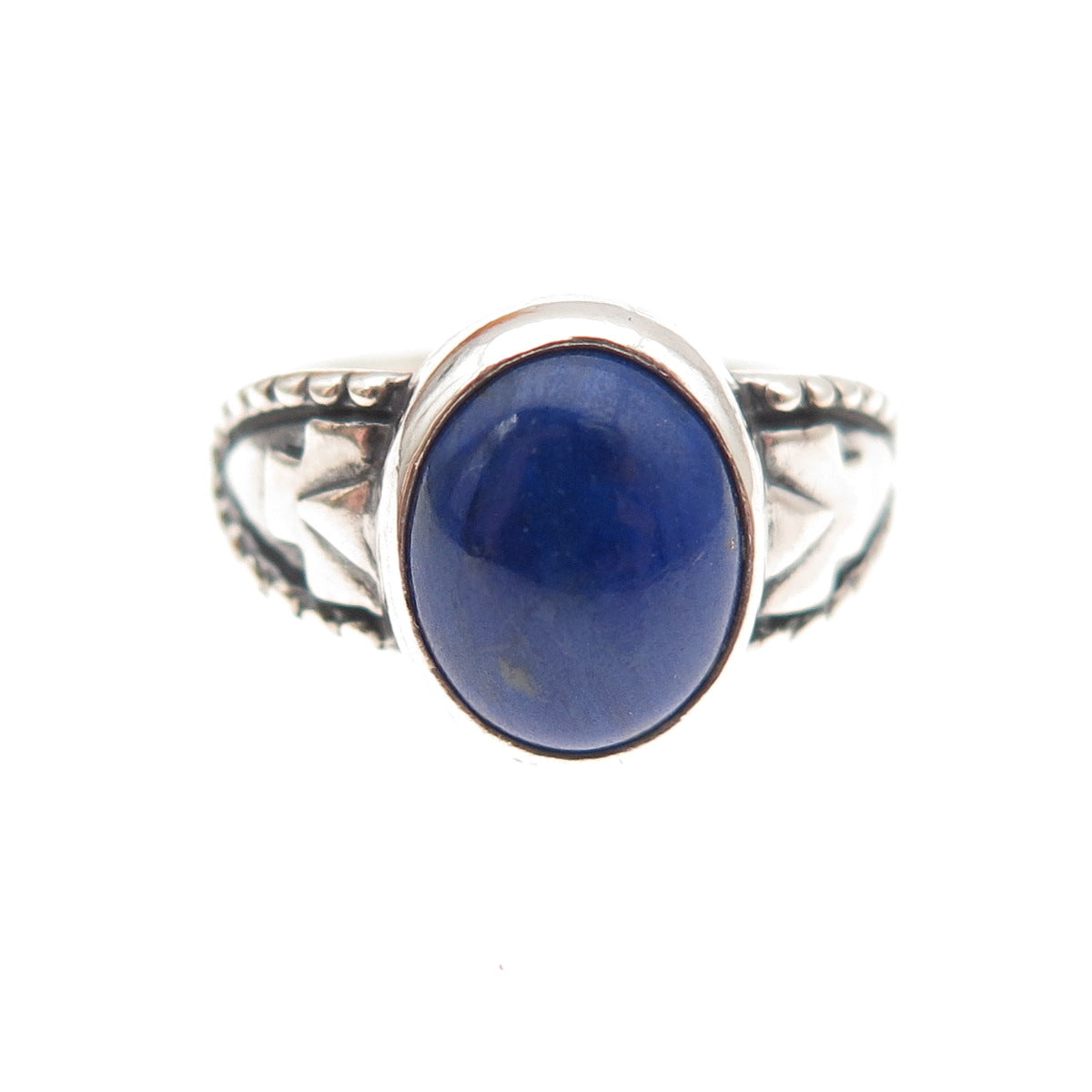 Shube 925 Sterling Silver Vintage Real Lapis Oxidized Ring Size 6