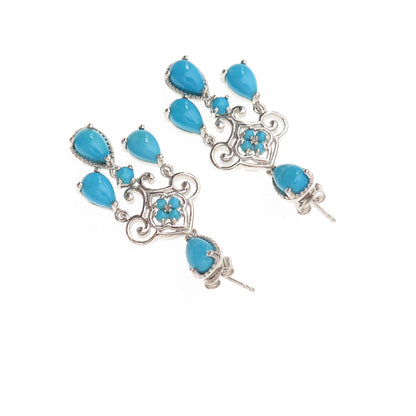 Chuck Clemency Sterling Silver Real Sleeping Beauty Turquoise Dangle Earrings