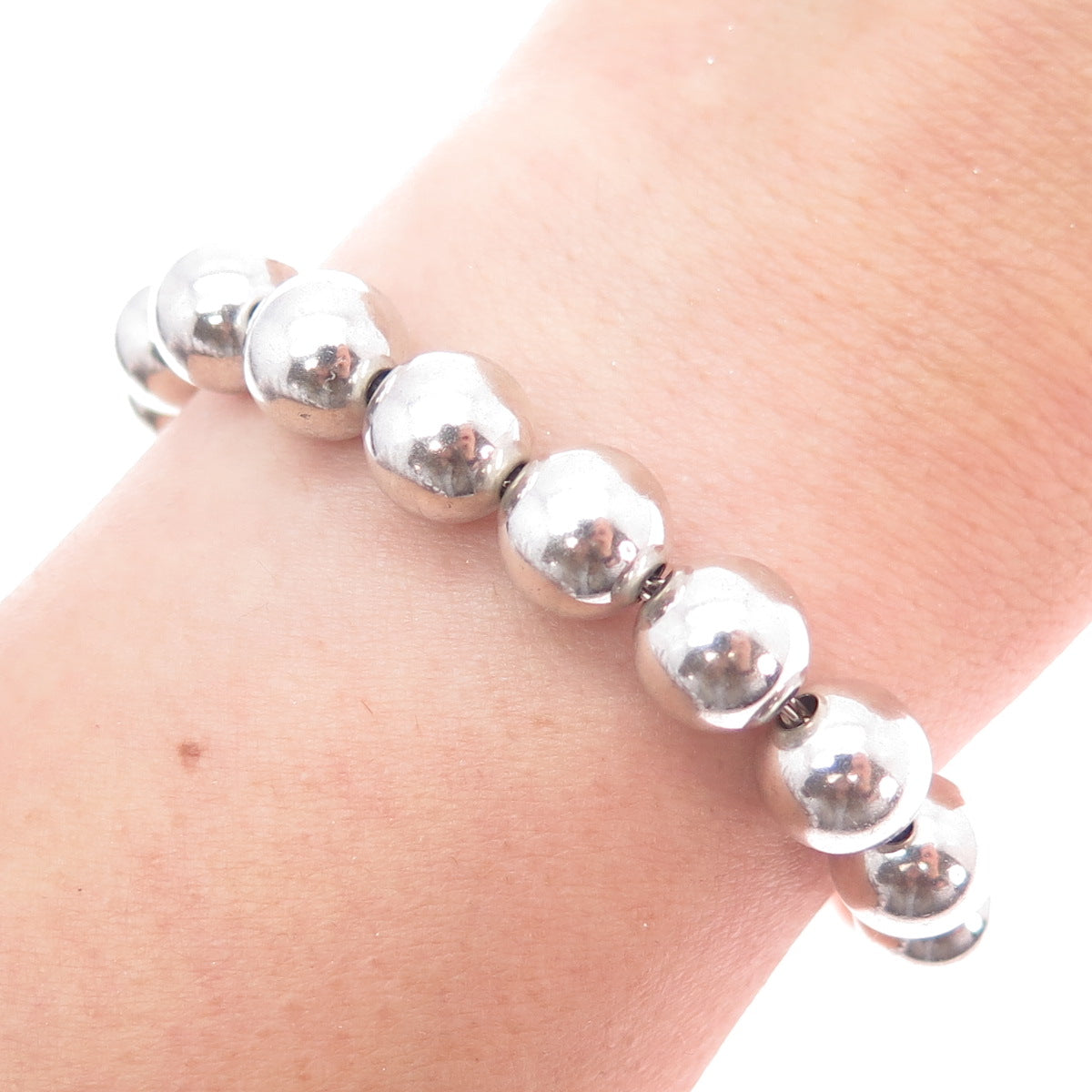 TIFFANY & CO. 925 Sterling Silver Vintage HardWear Ball Beaded Bracelet 6.5"