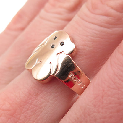 Tous 925 Sterling Silver Vermeil Real Black Spinel Sweet Dolls Ring Size 6.5
