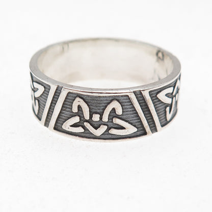 925 Sterling Silver Vintage Celtic Knot Oxidized Band Ring Size 13
