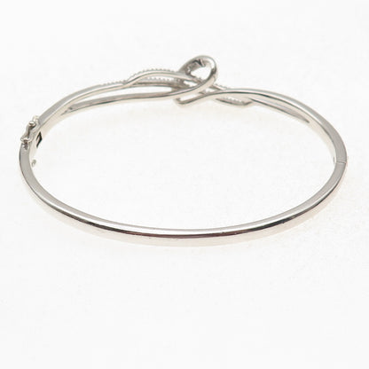 Sun 925 Sterling Silver Real Round-Cut Diamond Twisted Bangle Bracelet 7.5"