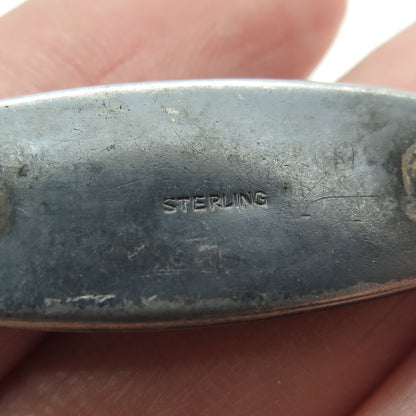925 Sterling Silver Antique Art Deco Real Abalone Shell Oxidized Pin Brooch