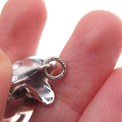 Danecraft 925 Sterling Silver Antique Art Deco Fish Oxidized 3D Charm Pendant