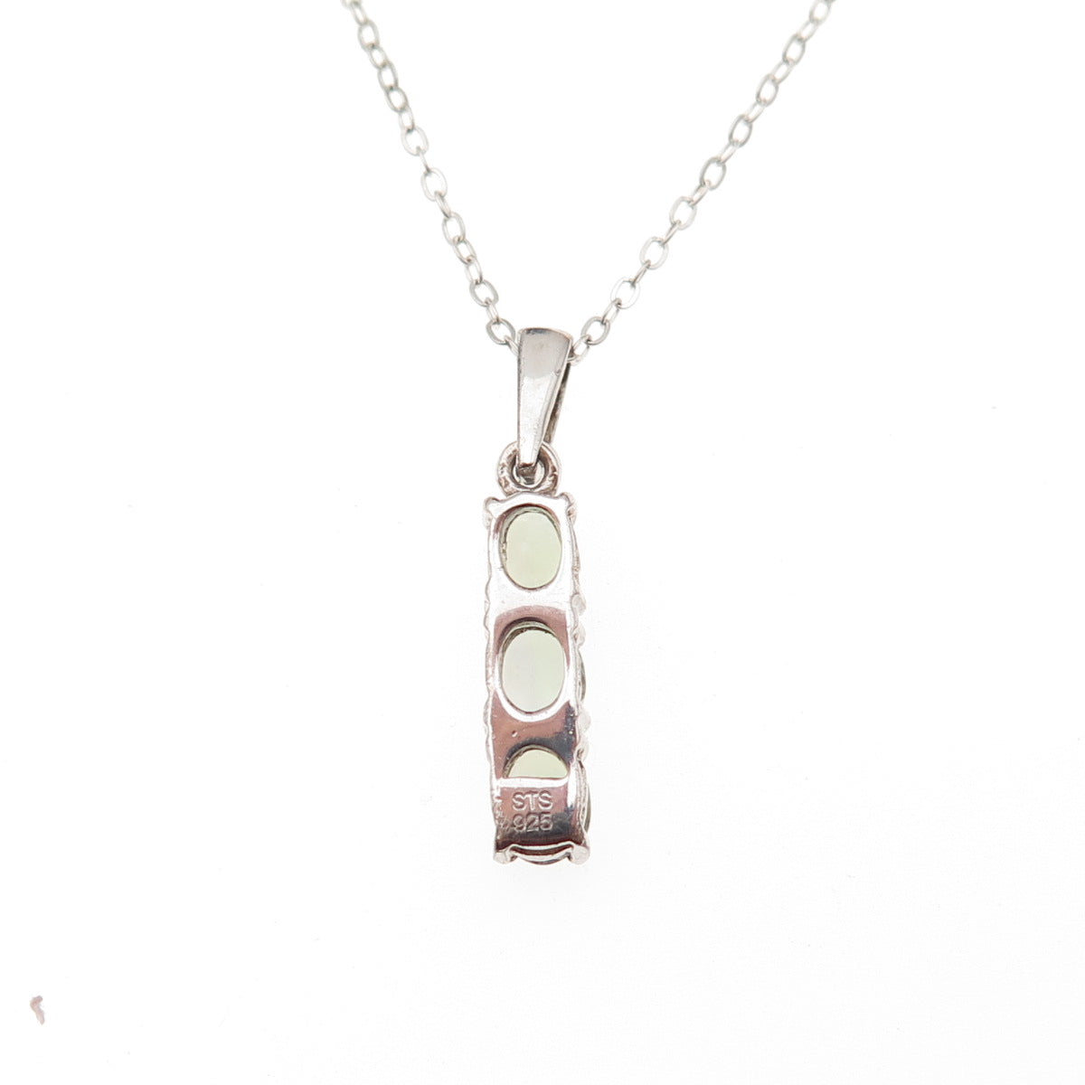 Chuck Clemency 925 Sterling Silver Real Green Amethyst Cable Chain Necklace 20"