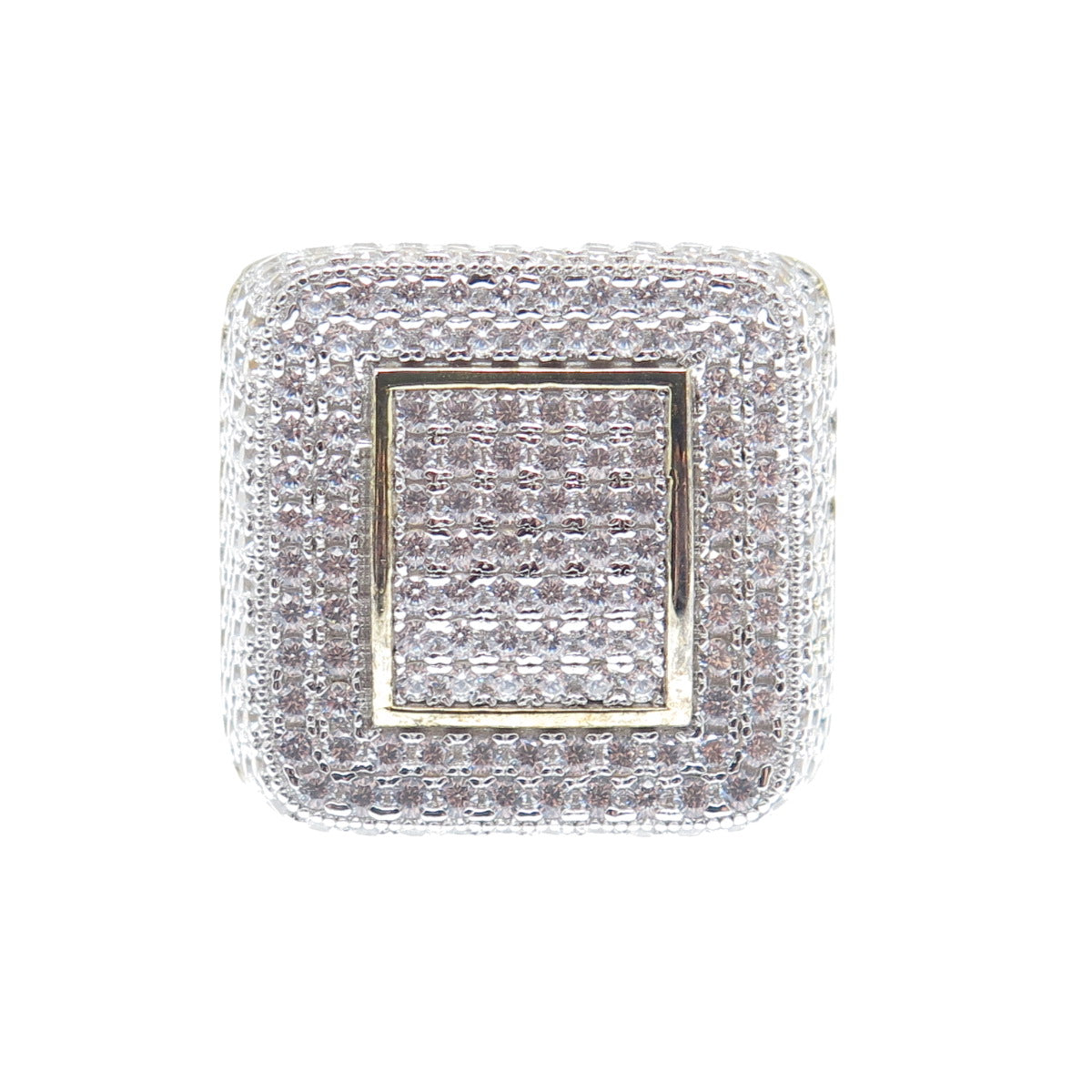 925 Sterling Silver Gold Plated Round-Cut Shaped C Z Sparkle Dome Ring Size 10.5