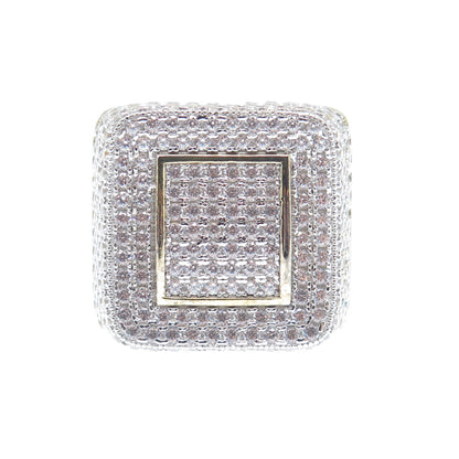 925 Sterling Silver Gold Plated Round-Cut Shaped C Z Sparkle Dome Ring Size 10.5
