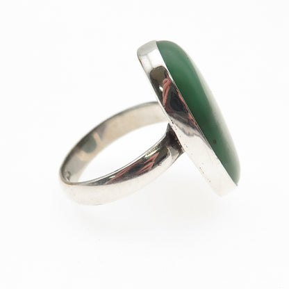 925 Sterling Silver Vintage Real Cabochon Chrysoprase Ring Size 7