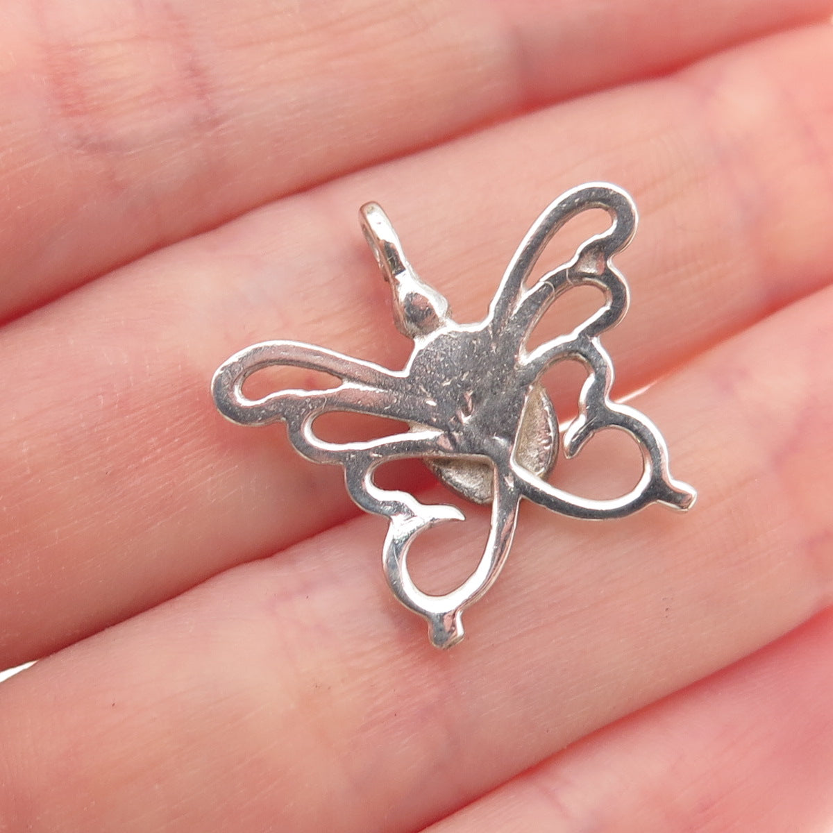 Old Pawn 925 Sterling Silver Vintage Southwestern MOP Butterfly Charm Pendant