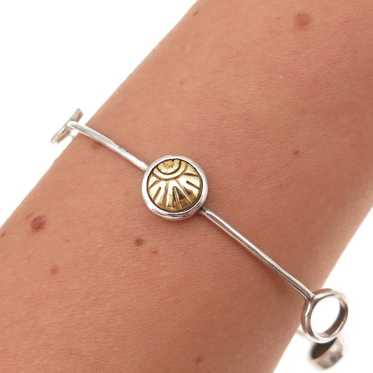 Silpada 925 Sterling Silver 2-Tone Vintage Station Bangle Bracelet 8.25"