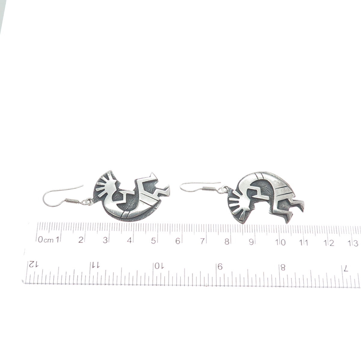 RUTH 925 Sterling Silver Vintage Mexico Kokopelli Oxidized Dangle Earrings
