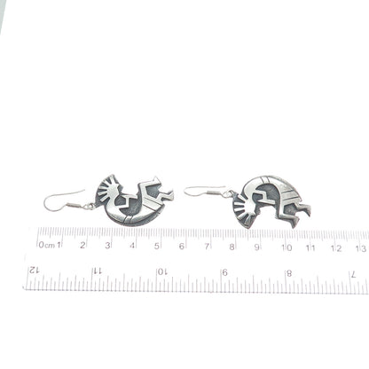RUTH 925 Sterling Silver Vintage Mexico Kokopelli Oxidized Dangle Earrings
