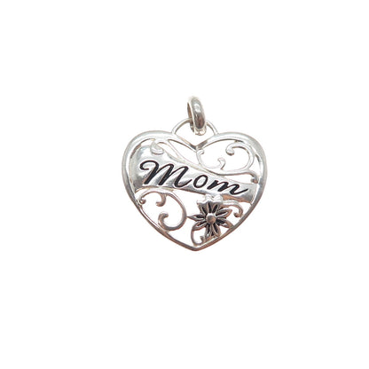 JCM Jacmel Mauritius 925 Sterling Silver Vintage Mom Heart Mini Charm Pendant