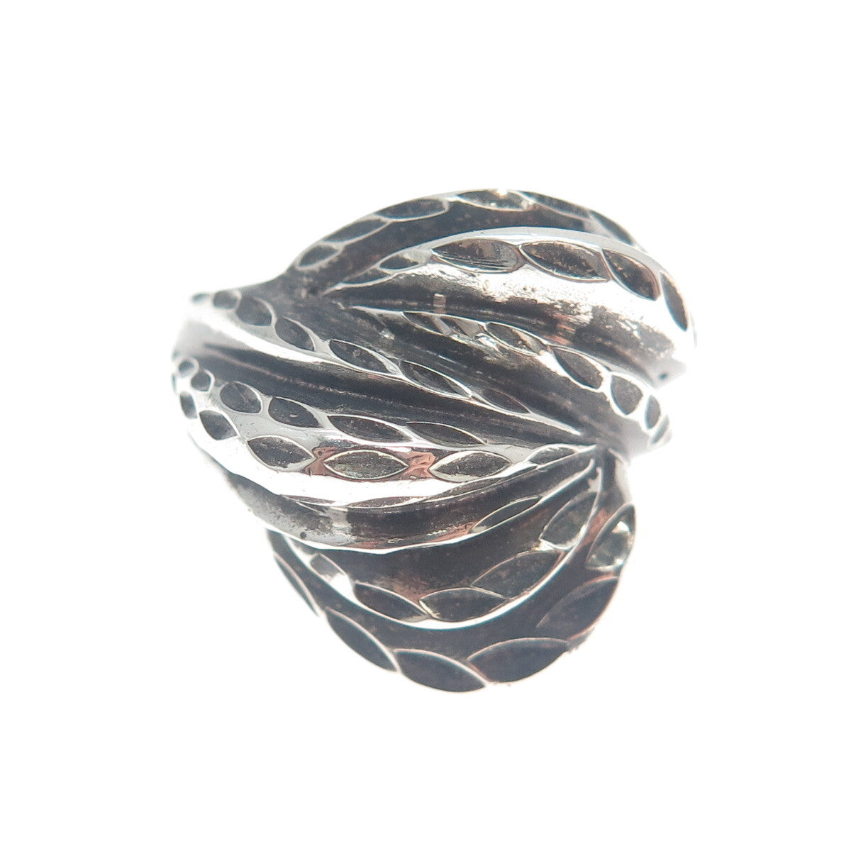 CHAPAL ZENRAY Sterling Silver Vintage Diamond-Cut Twisted Oxidized Ring Size 8.5