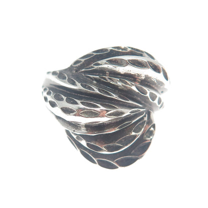 CHAPAL ZENRAY Sterling Silver Vintage Diamond-Cut Twisted Oxidized Ring Size 8.5