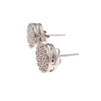 925 Sterling Silver Round-Cut C Z Stud Earrings