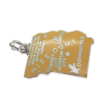WELLS 925 Sterling Silver Vintage Enamel Missouri State Map Charm Pendant