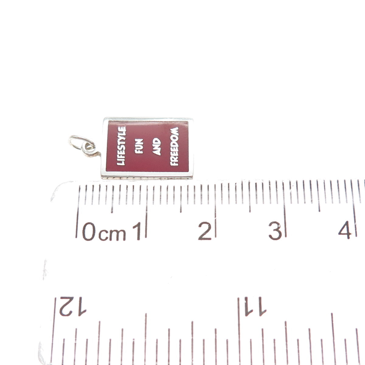 925 Sterling Silver Red Enamel Lifestyle Fun & Freedom Minimalist Charm Pendant