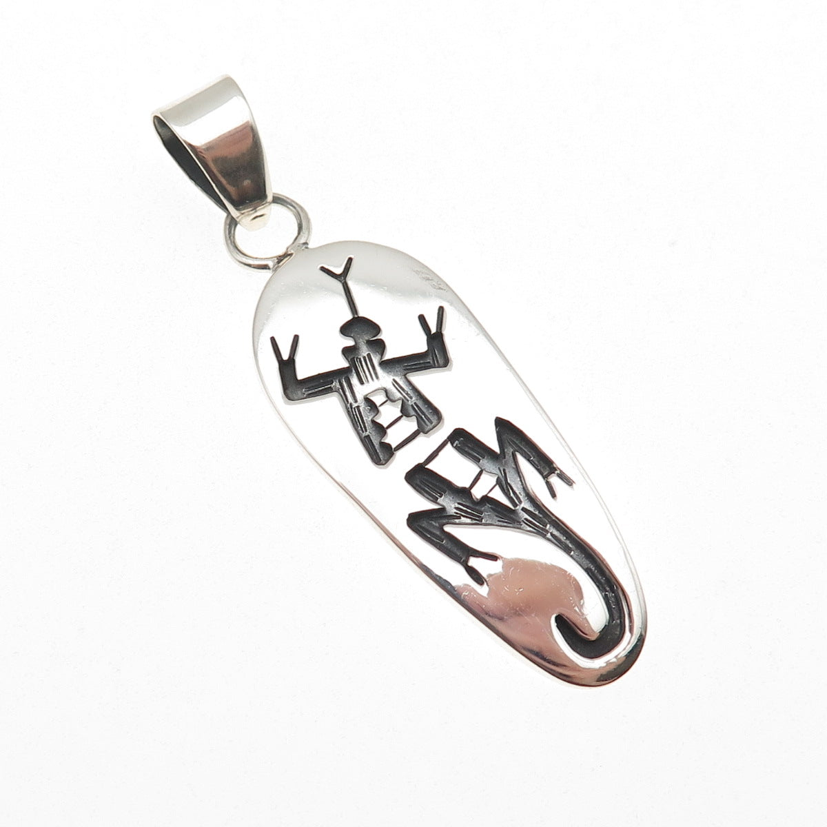925 Sterling Silver Vintage Mexico Lizard Oxidized Charm Pendant