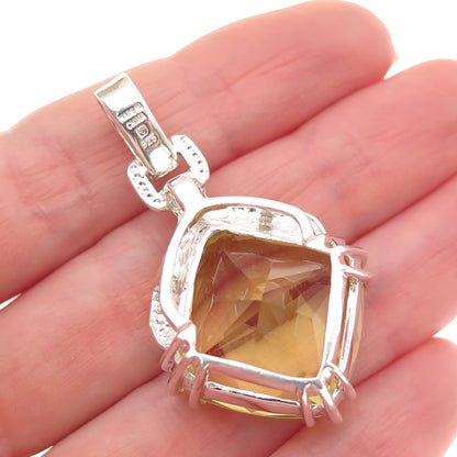 Michelle Albala 925 Sterling Silver Vintage Real Lemon Quartz Pendant