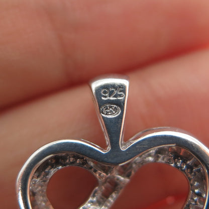 HN HENG NGAI 925 Sterling Silver Real Diamond Heart Charm Pendant