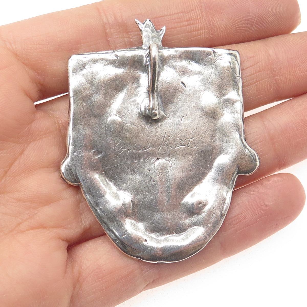 LOUIS KROLL 925 Sterling Silver Vintage 1989 African Mask Ethnic Pendant