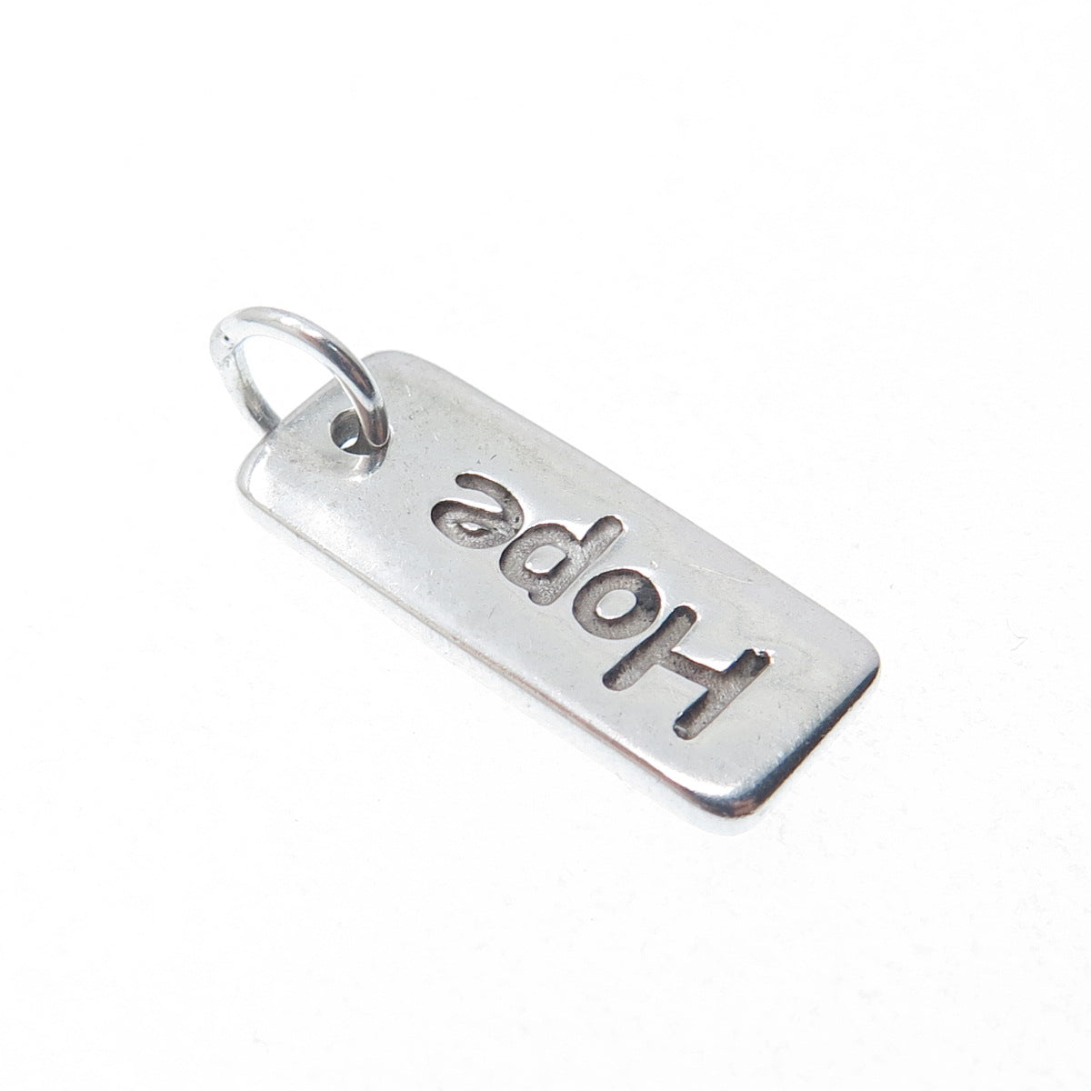 925 Sterling Silver Vintage Hope Tag Minimalist Charm Pendant