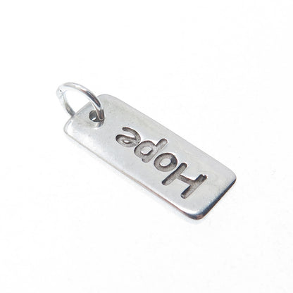 925 Sterling Silver Vintage Hope Tag Minimalist Charm Pendant