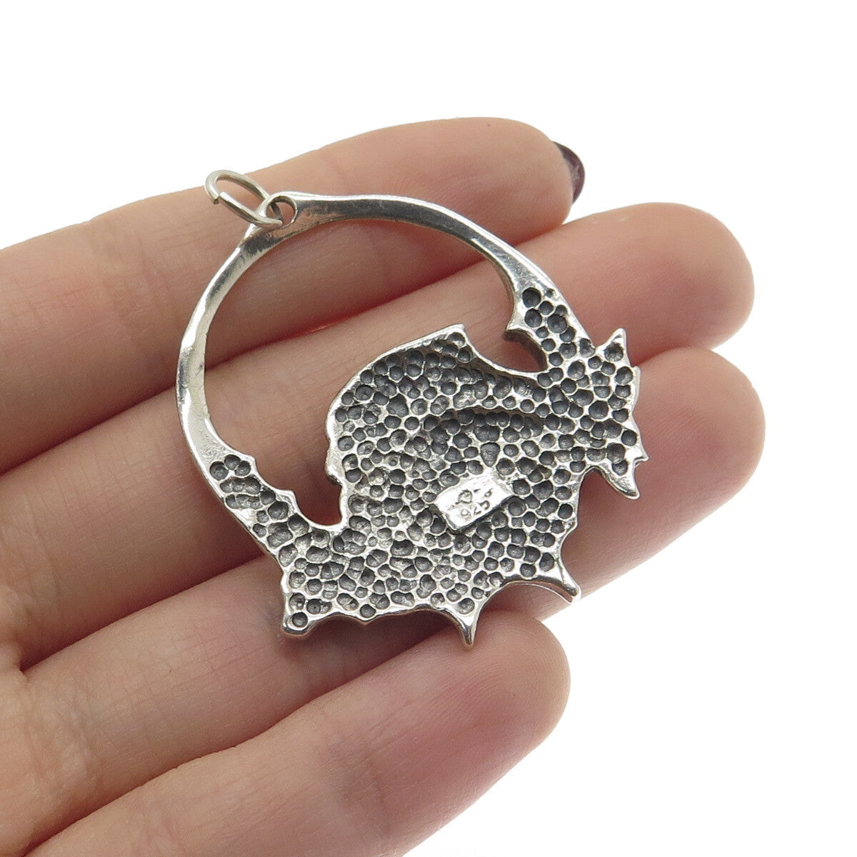 925 Sterling Silver Vintage Dolphin Family Oxidized Pendant