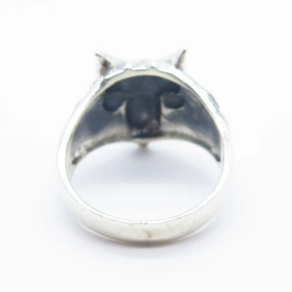 925 Sterling Silver Vintage Tribal Mask Ring Size 11.75