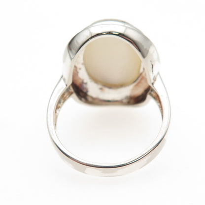 925 Sterling Silver Vintage Real MOP Modernist Ring Size 8