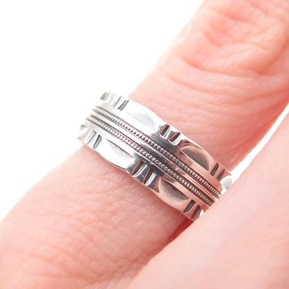 J.D. SCHLANG CO. 925 Sterling Silver Vintage Oxidized Band Ring Size 4.5