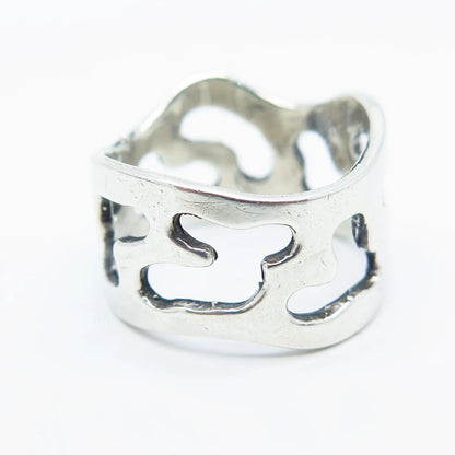 925 Sterling Silver Vintage Modernist Band Ring Size 6.5