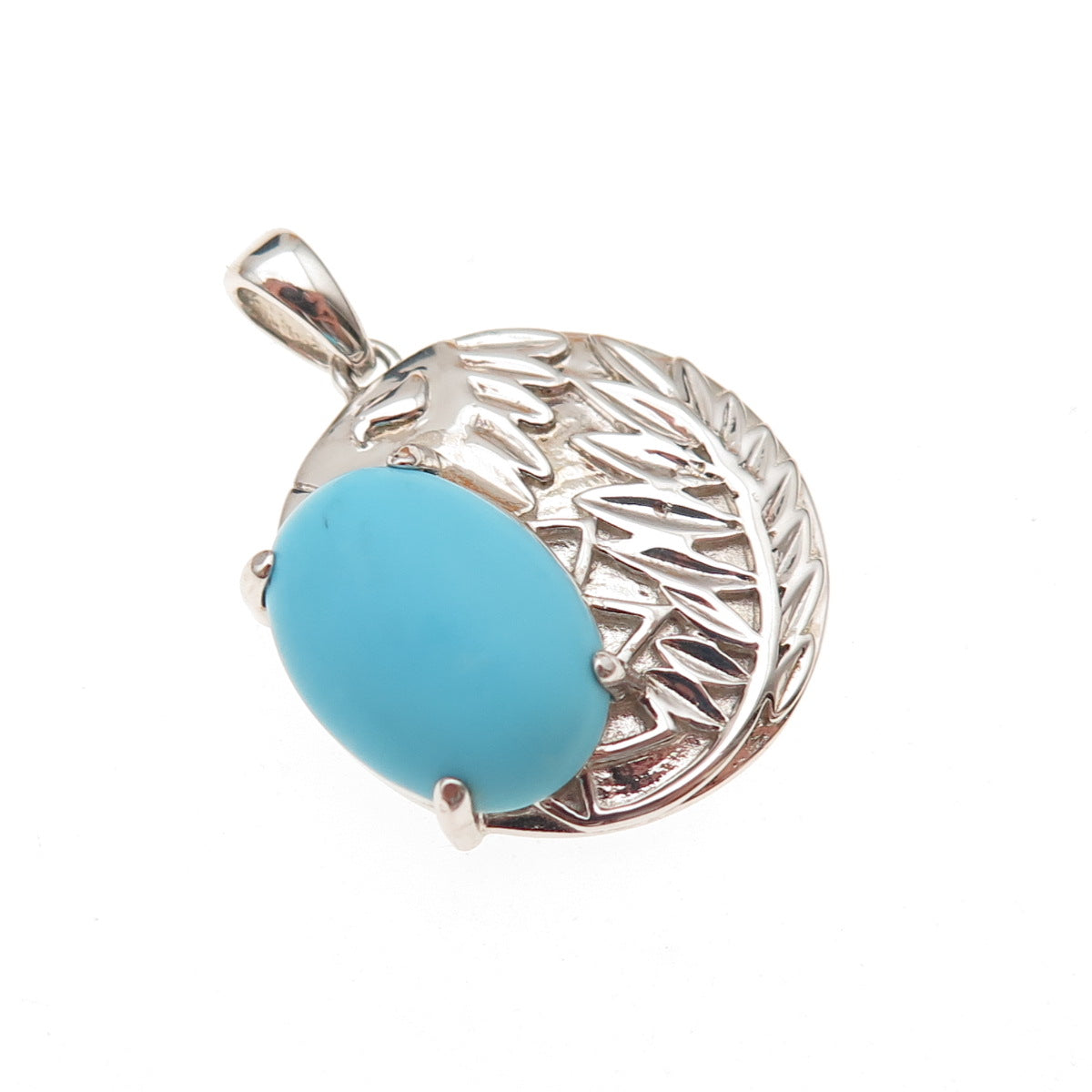 925 Sterling Silver Real Turquoise Floral Charm Pendant