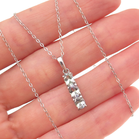 Chuck Clemency 925 Sterling Silver Real Tanzanite Cable Chain Necklace 20"