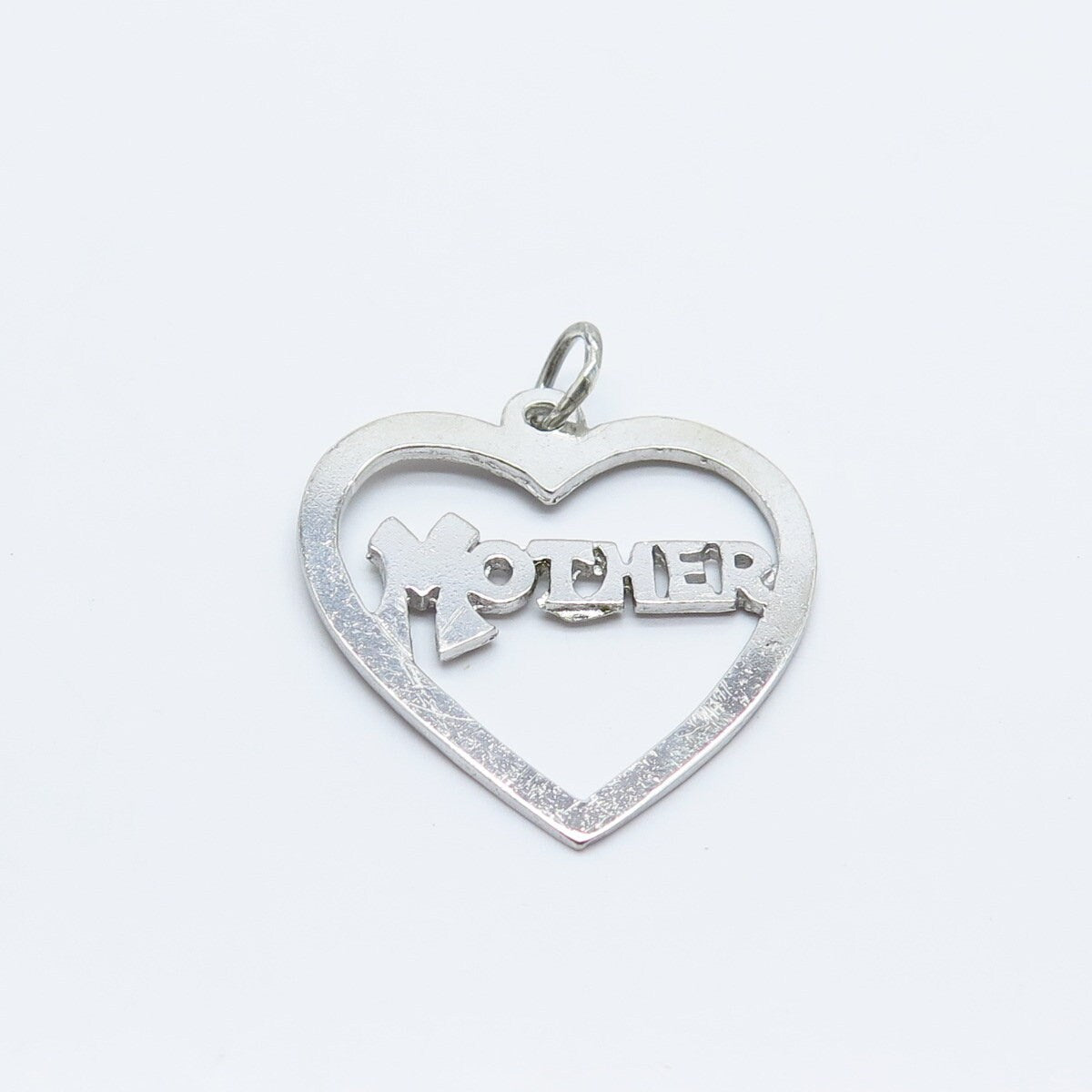 925 Sterling Silver Vintage "Mother" Love Heart Pendant