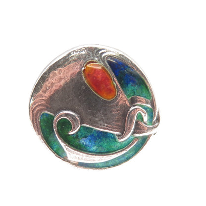 Liberty & Co. Cymric 925 Sterling Antique 1905 Birmingham Enamel Ring Size 6.25