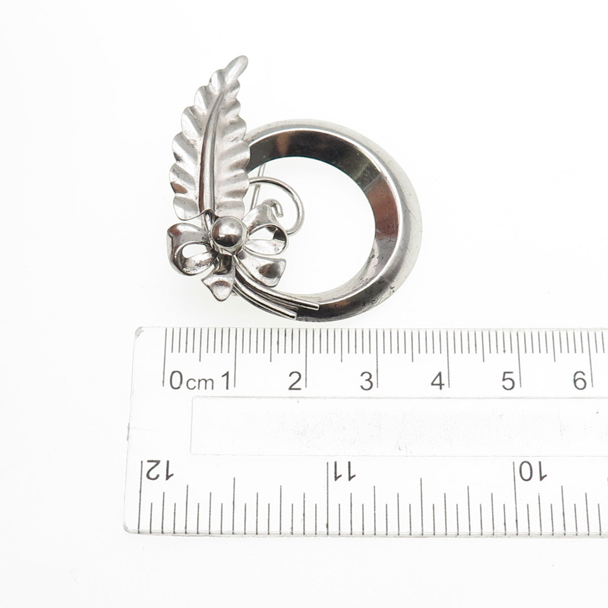 Van Dell 925 Sterling Silver Antique Art Deco Flower Oxidized Pin Brooch