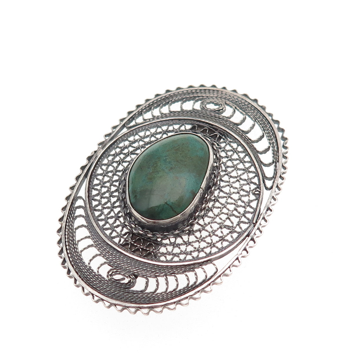 935 Silver Vintage Israel Real Eilat Modernist Filigree Oxidized Pin Brooch