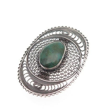 935 Silver Vintage Israel Real Eilat Modernist Filigree Oxidized Pin Brooch