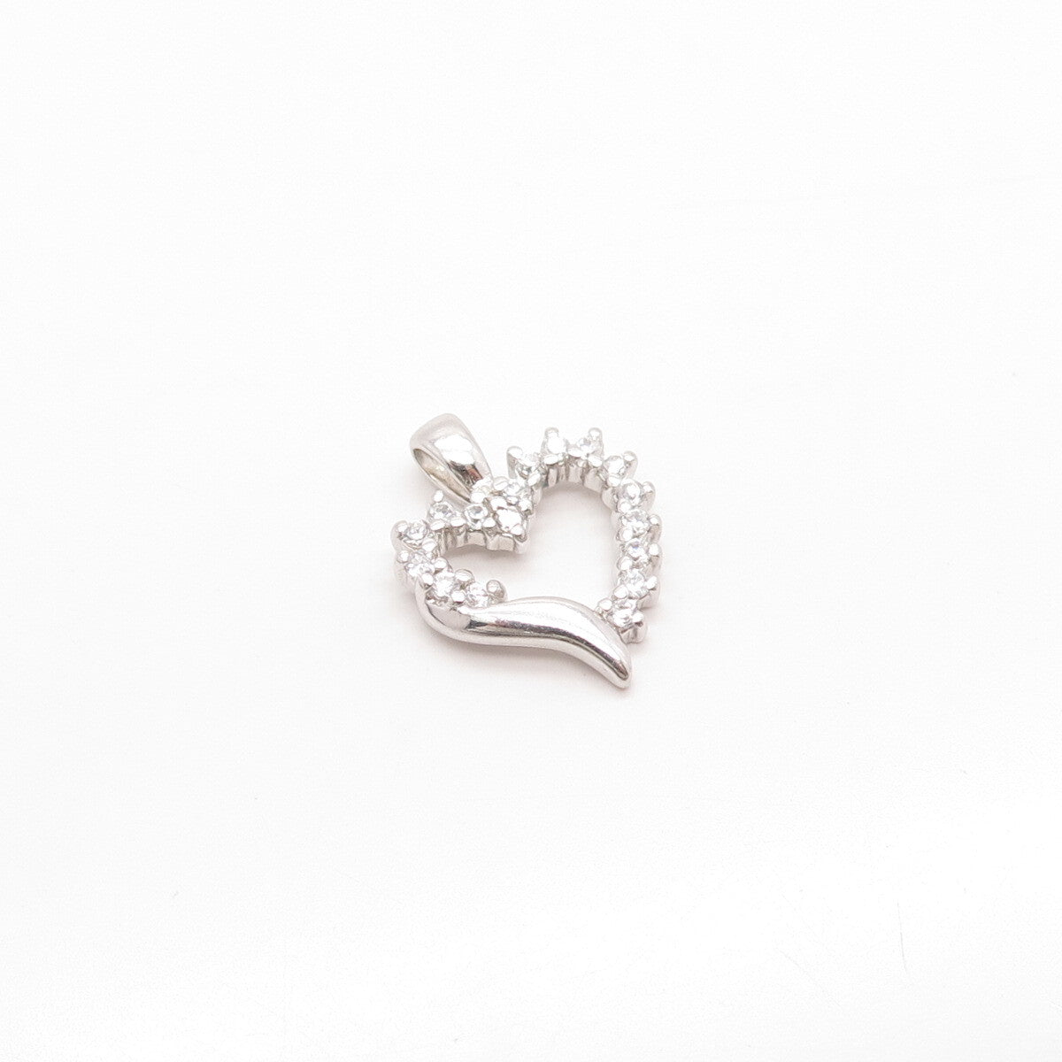925 Sterling Silver C Z Open Heart Pendant