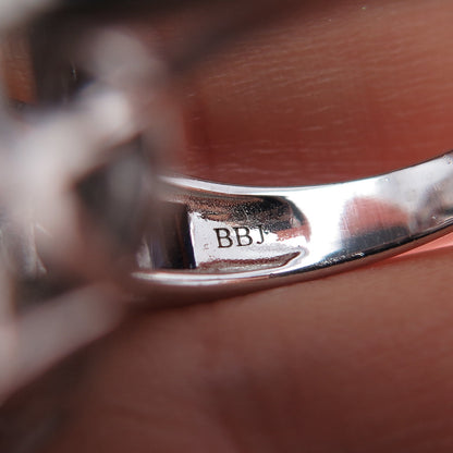 925 Sterling Silver Lab-Created Sapphire & Real White Topaz Ring Size 7